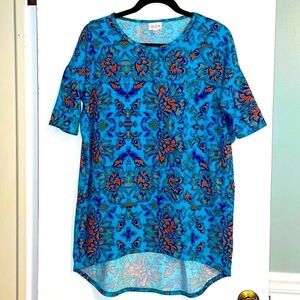 LuLaRoe NWOT aqua and orange print Irma tunic size XXS